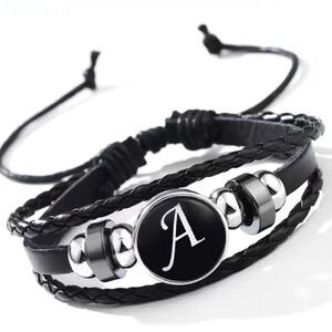Letter A Graphic Braided Bracelet .